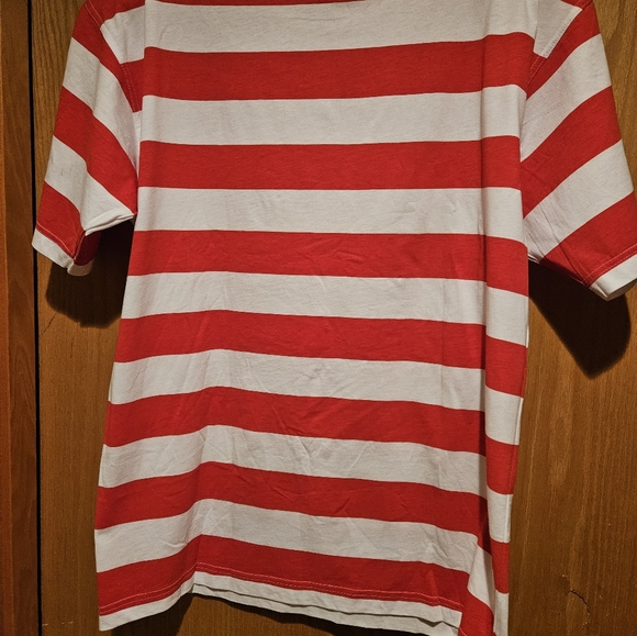 Vintage One of kind red and white stripe shirt, w Decorative embroider bears - Picture 2 of 2